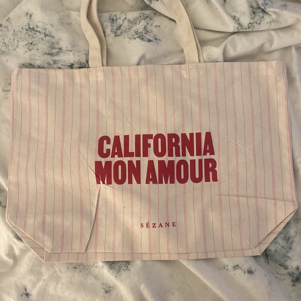 Sezane California Mon Amour Canvas Tote NWOT - Picture 3 of 3